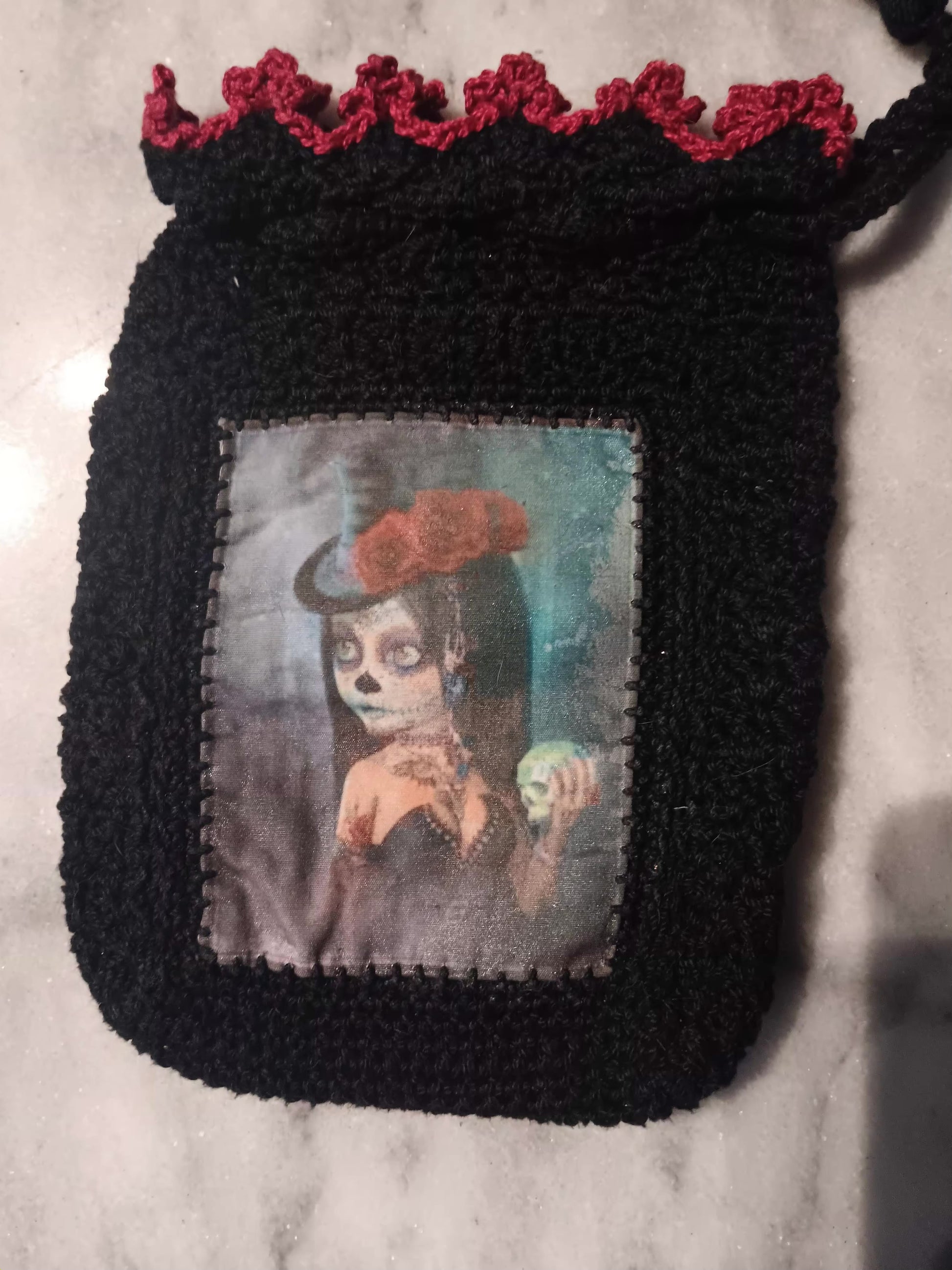Sugar Skull Cutie Crochet Tarot Bag