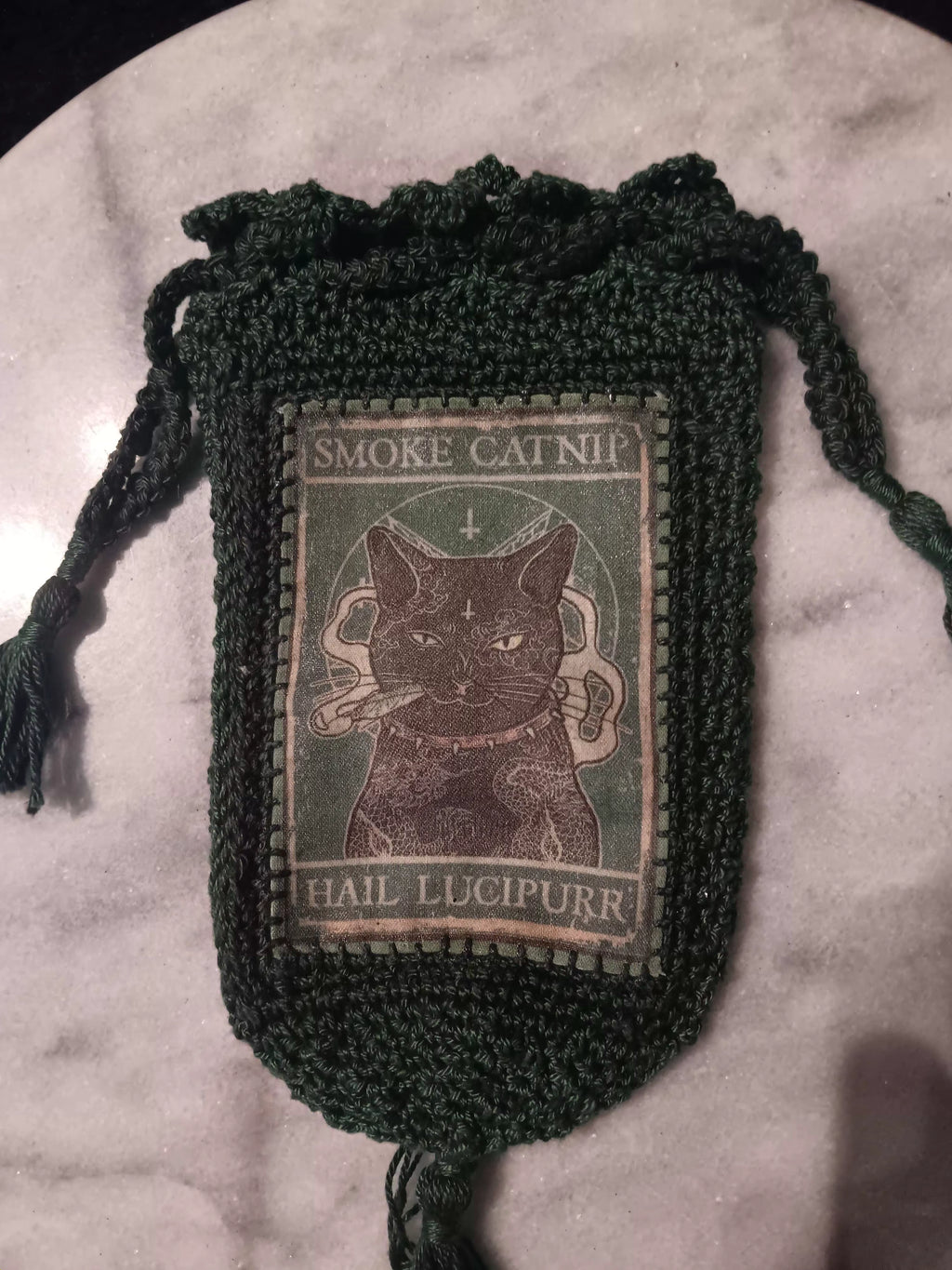 Smoke Catnip Crochet Tarot Bag (Green)