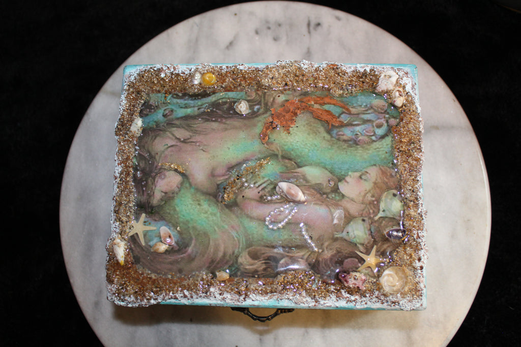 Mermaids Resin Top Keepsake Box
