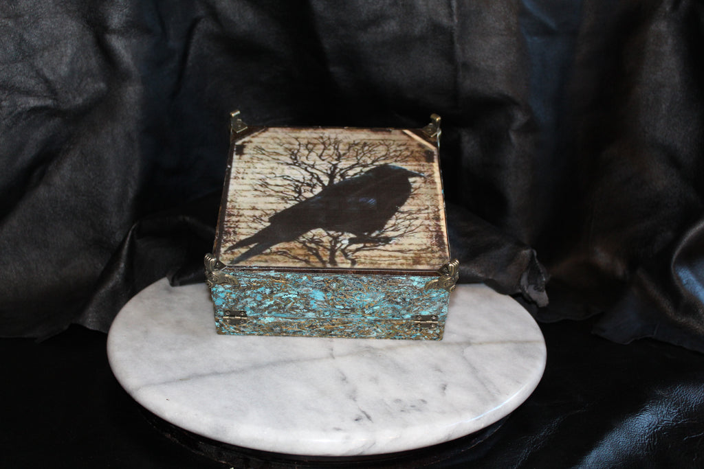 Raven Resin Top Keepsake Box