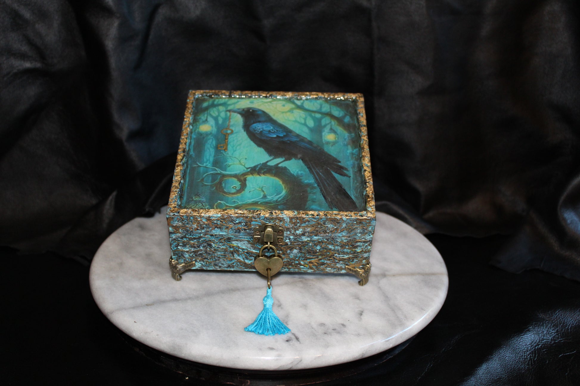 Raven Resin Top Keepsake Box