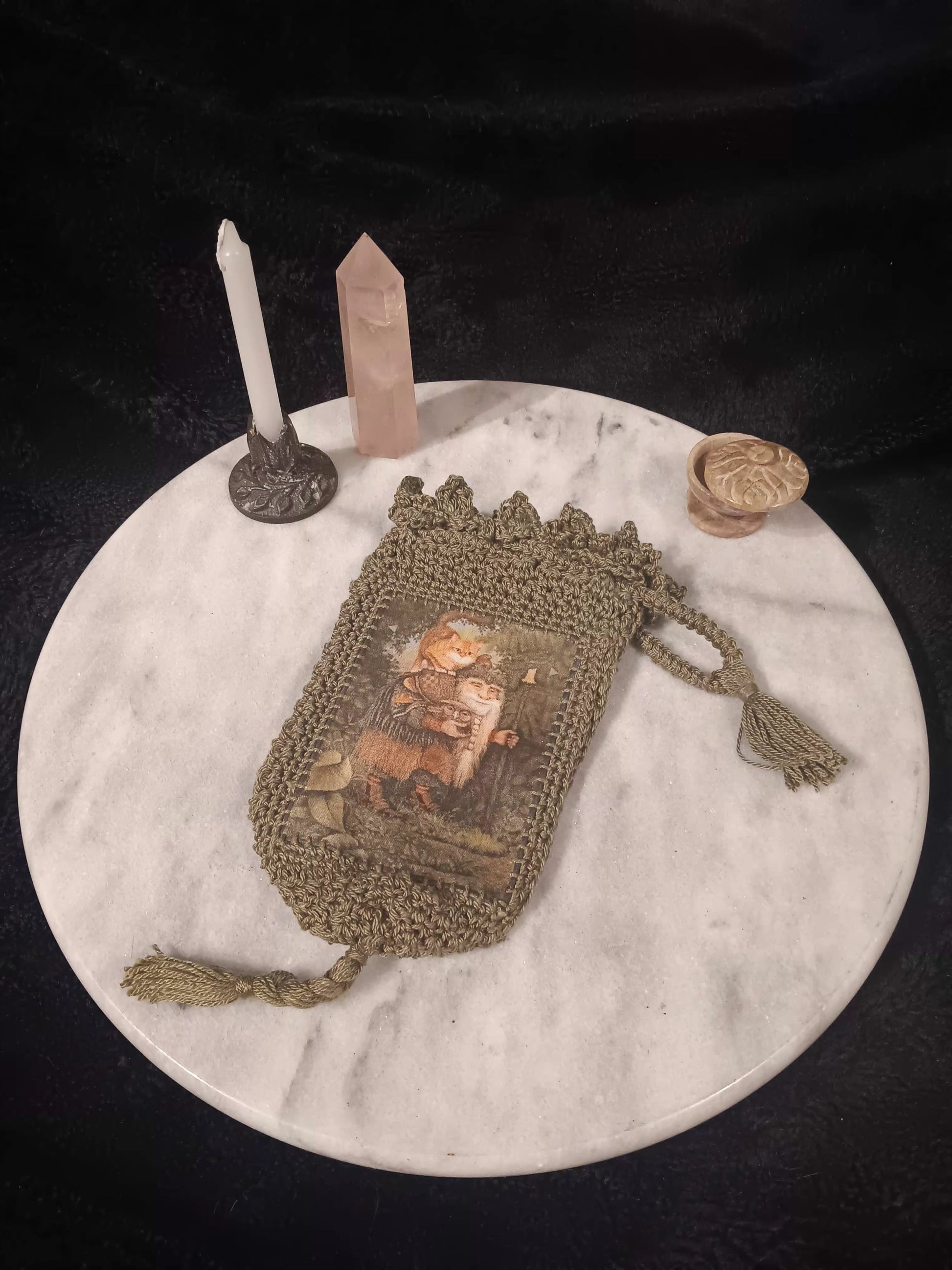 Gnome Crochet Tarot Bag