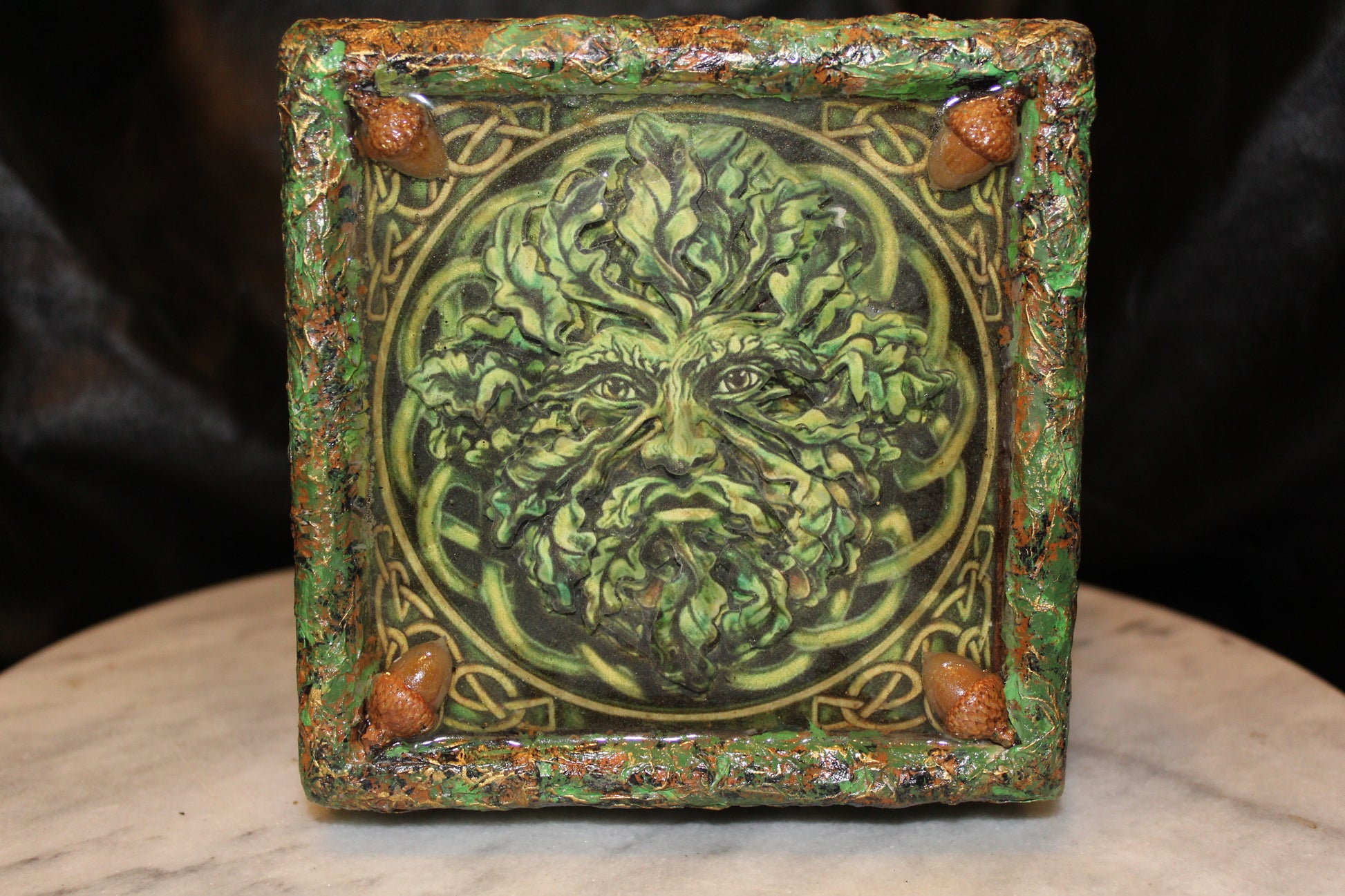 Greenman Resin Top Keepsake Box